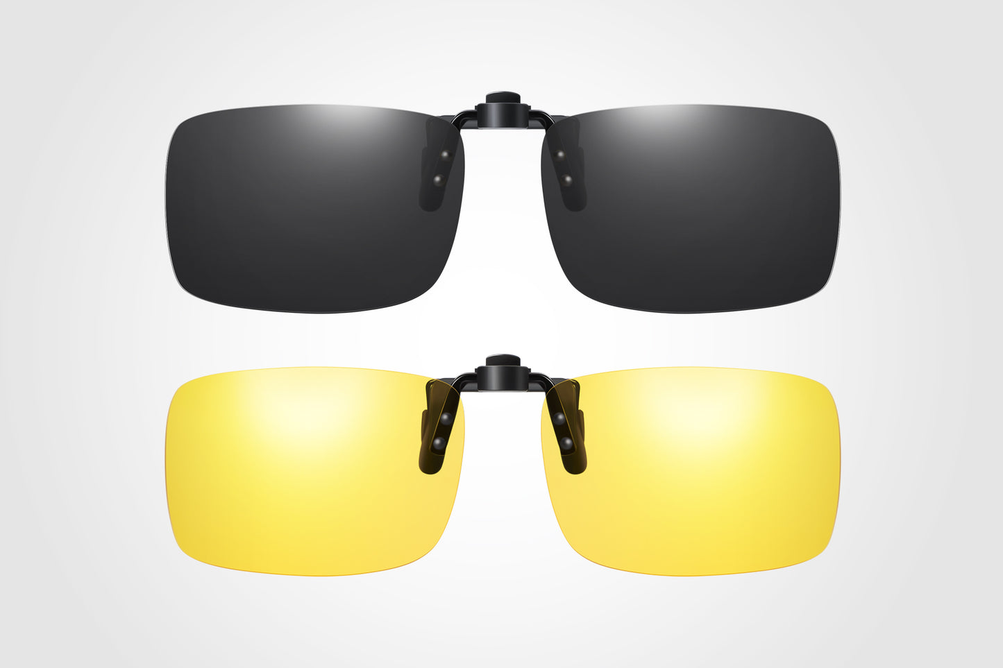 TINHAO 2 Pairs Clip On Sunglasses Flip Up Day&Night Driving Glasses UV400 Anti Glare Over Prescription Glasses
