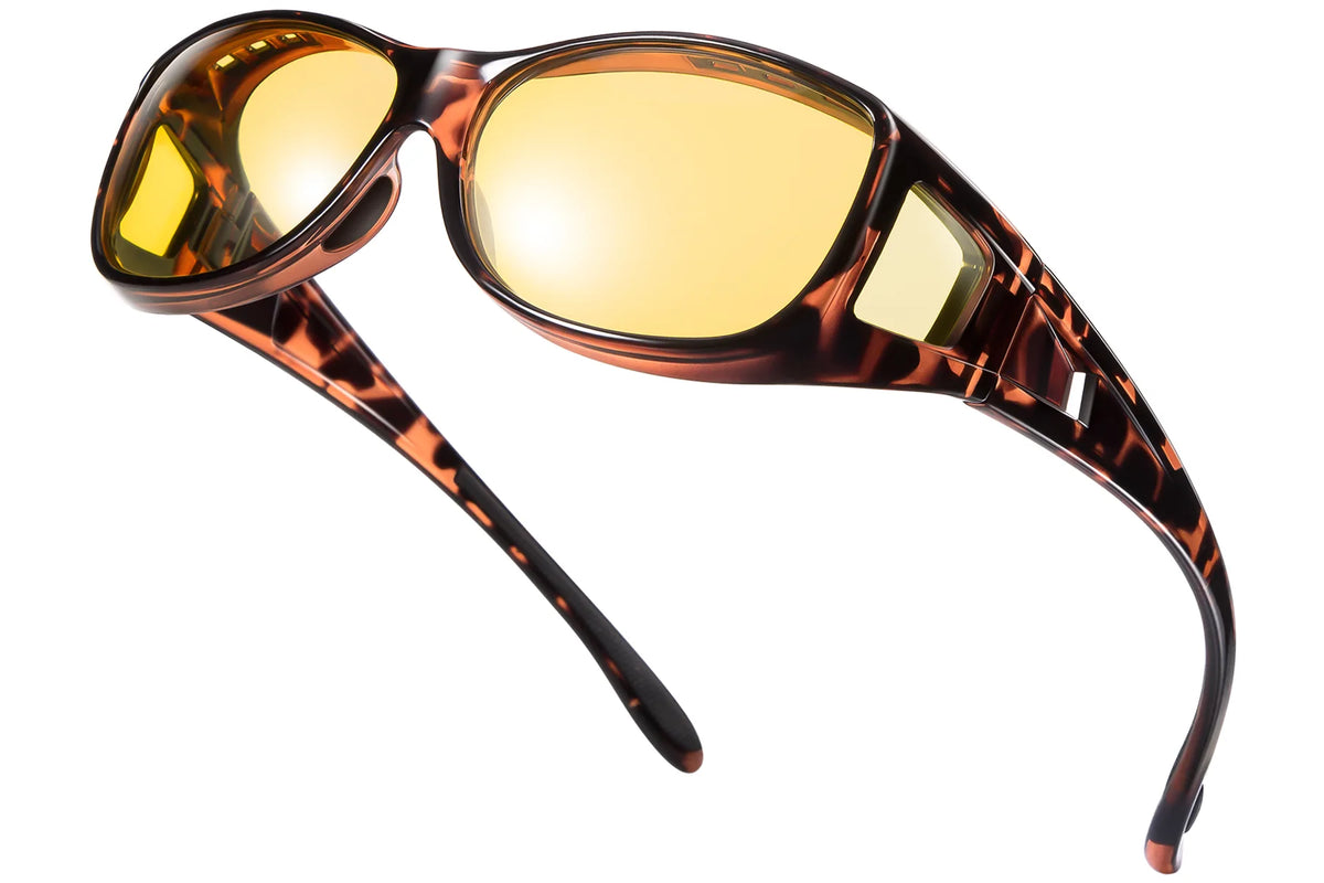 Polarized Night Driving Fit-Over Glasses – Rectangle TH-DY024 – 01 Amber Leopard