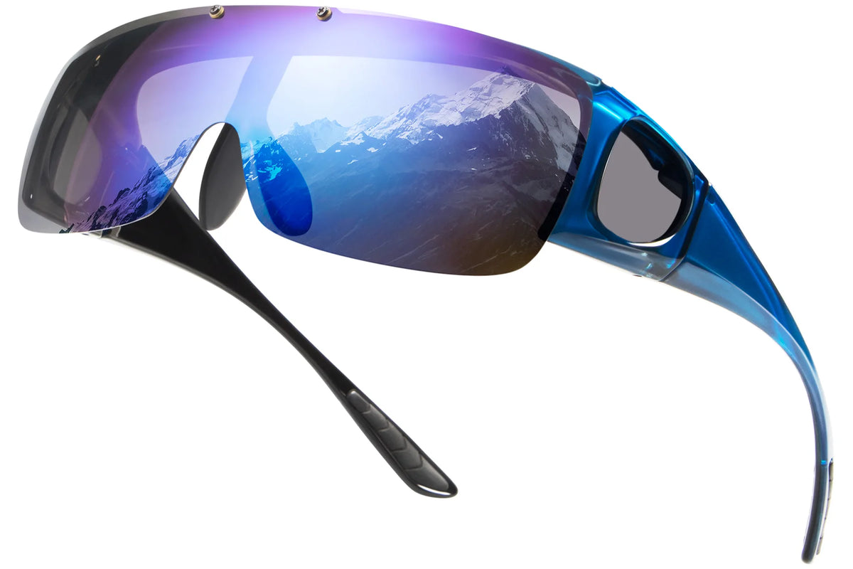 Polarized UV400 Fit-Over Sunglasses – Wrap Around TH-DY013 – Blue Frame/Blue Lens