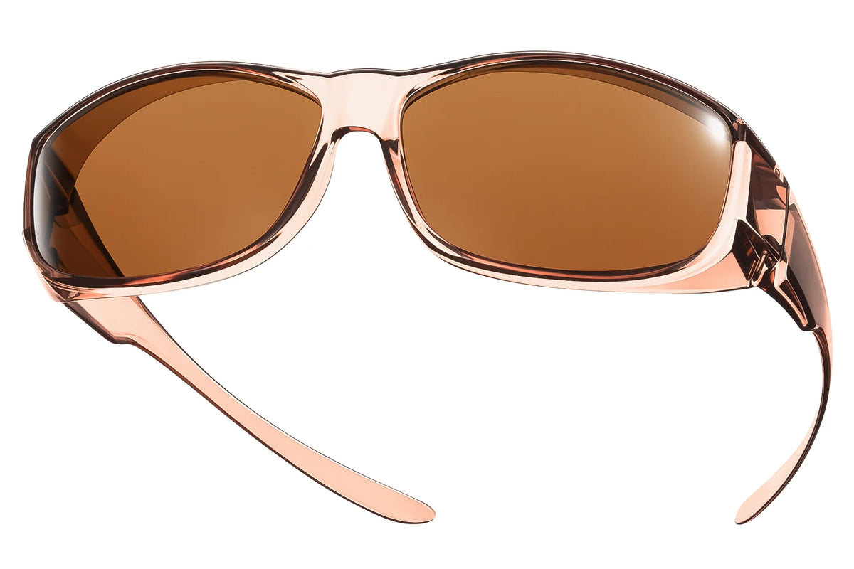 Polarized UV400 Fit-Over Sunglasses – Rectangle TH-DY017 – Brown-Brown Lens