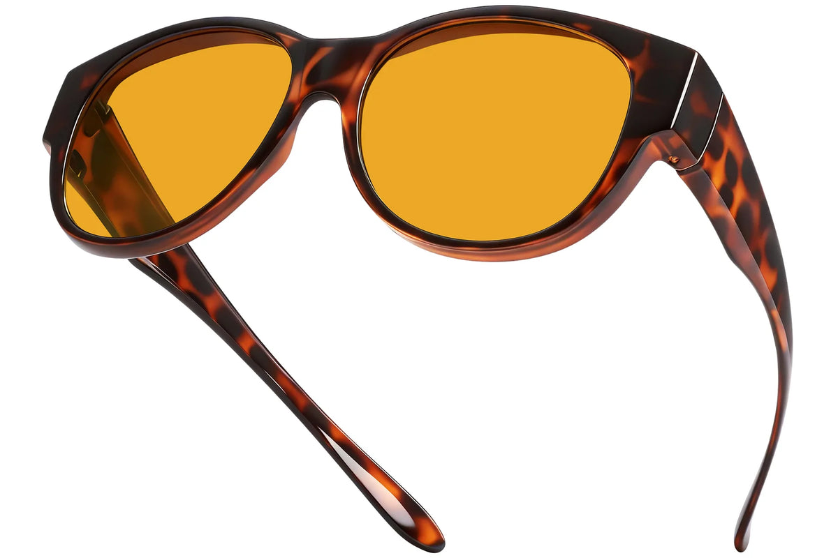 Polarized Fit-Over Glasses Yellow Tint – Cat Eye TH-5779 – Amber Leopard-Brown Lens