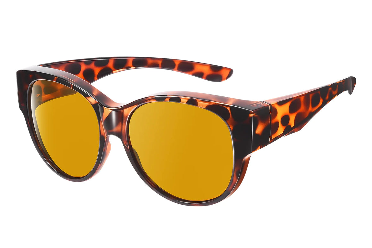 Polarized Yellow Tint Fit-Over Glasses – Cat Eye TH-5779 – Amber Leopard-Brown Lens