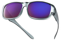 Glossy Transparent Grey Frame/Blue Mirrored Lens