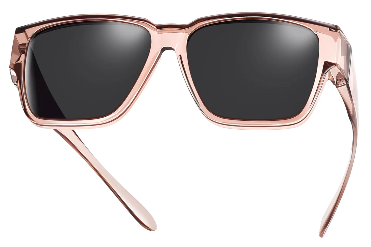 Polarized UV400 Fit-Over Sunglasses – Square TH-DY027 – Glossy Transparent Brown