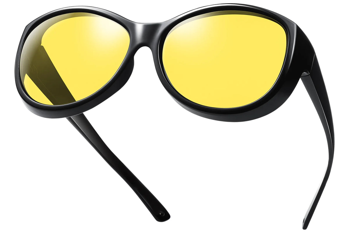 Polarized Night Driving Fit-Over Glasses – Cat Eye TH-DY045 – Black-Night Vision Lens