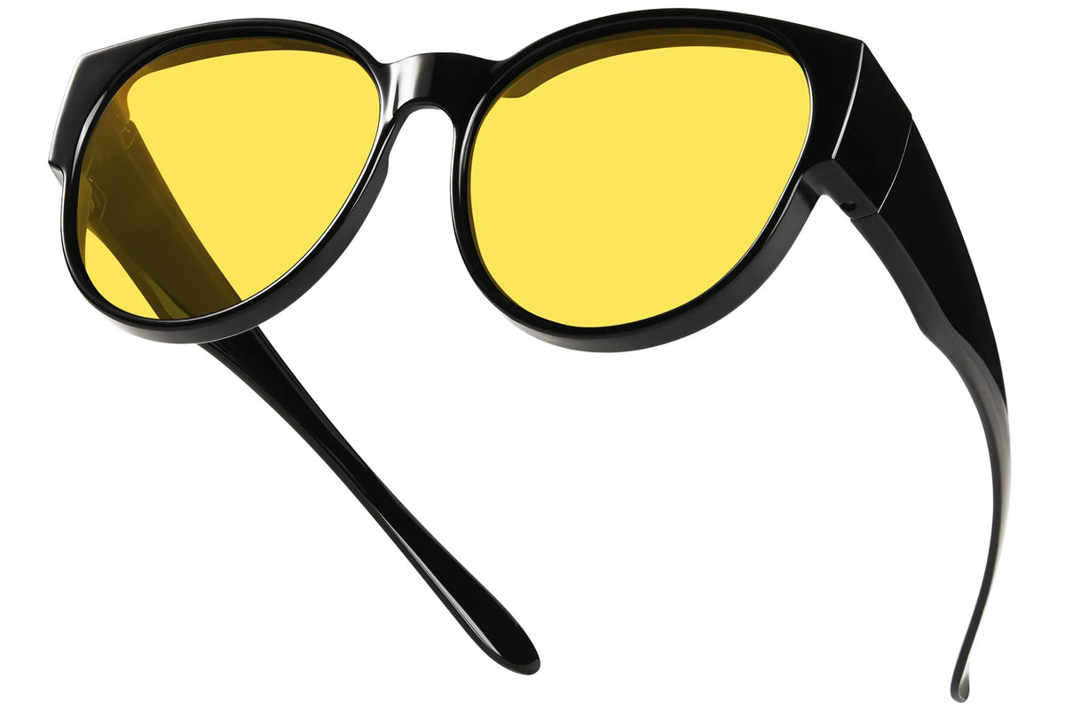 Polarized Night Driving Fit-Over Glasses – Cat Eye TH-DY029 – 02 Black Frame/Night Vision Yellow Lens