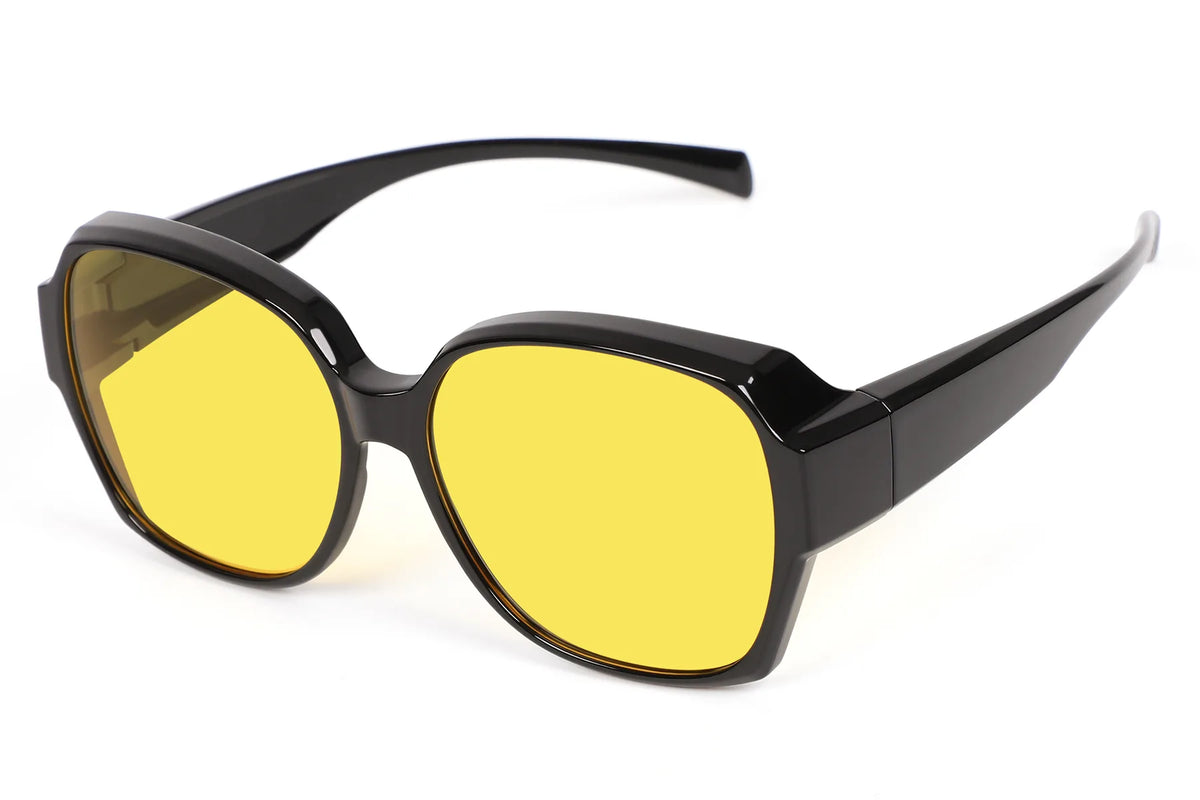 Polarized Night Driving Fit-Over Glasses – Square TH-5815 – 03 Black Frame/Night Vision Yellow Lens
