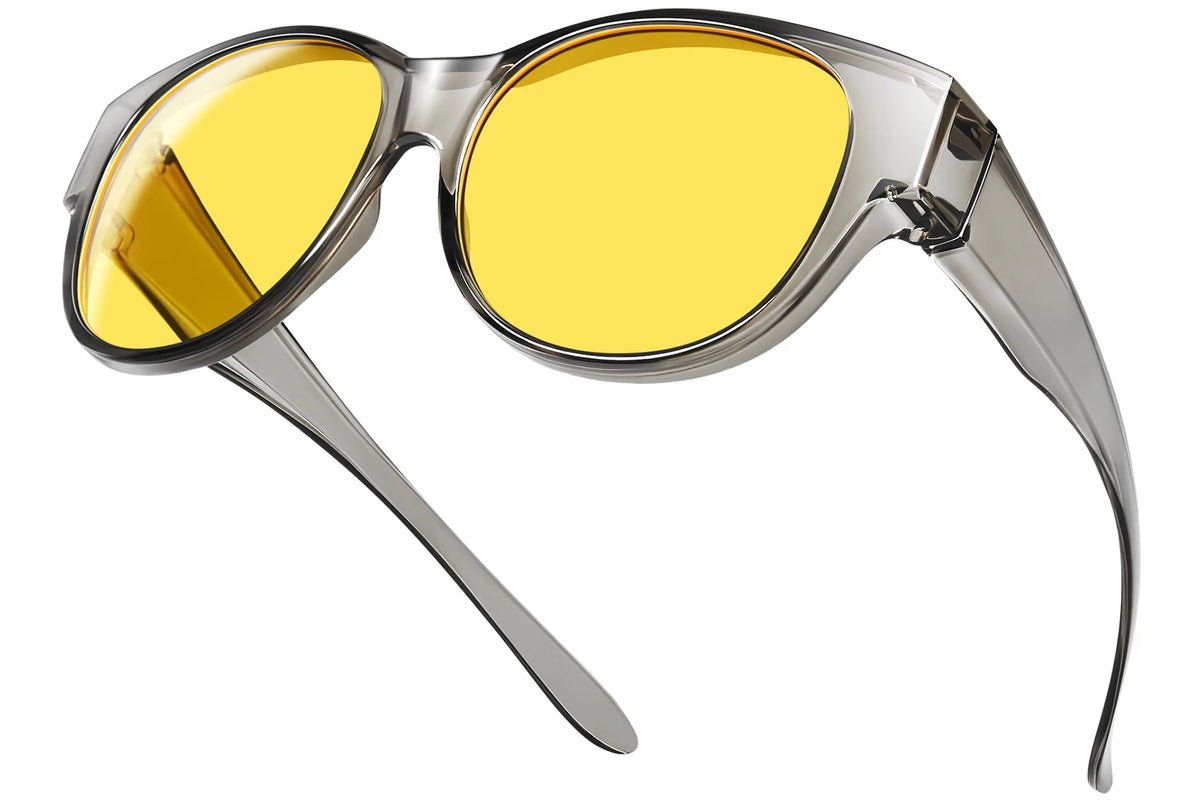 Polarized Night Driving Fit-Over Glasses – Cat Eye TH-5779 – 02 Grey Frame/Night Vision Yellow Lens