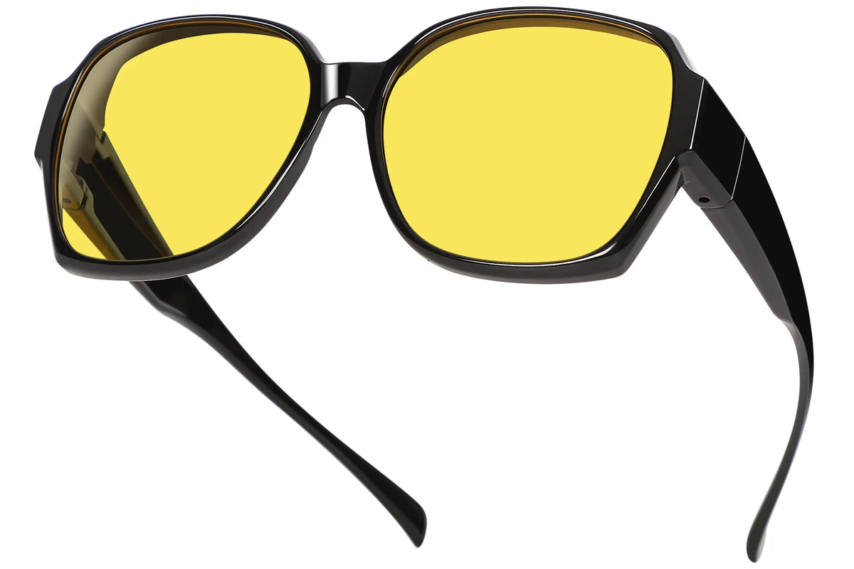 Night Driving Fit-Over Glasses Polarized – Square TH-5815 – 04 Black Frame/Night Vision Yellow Lens