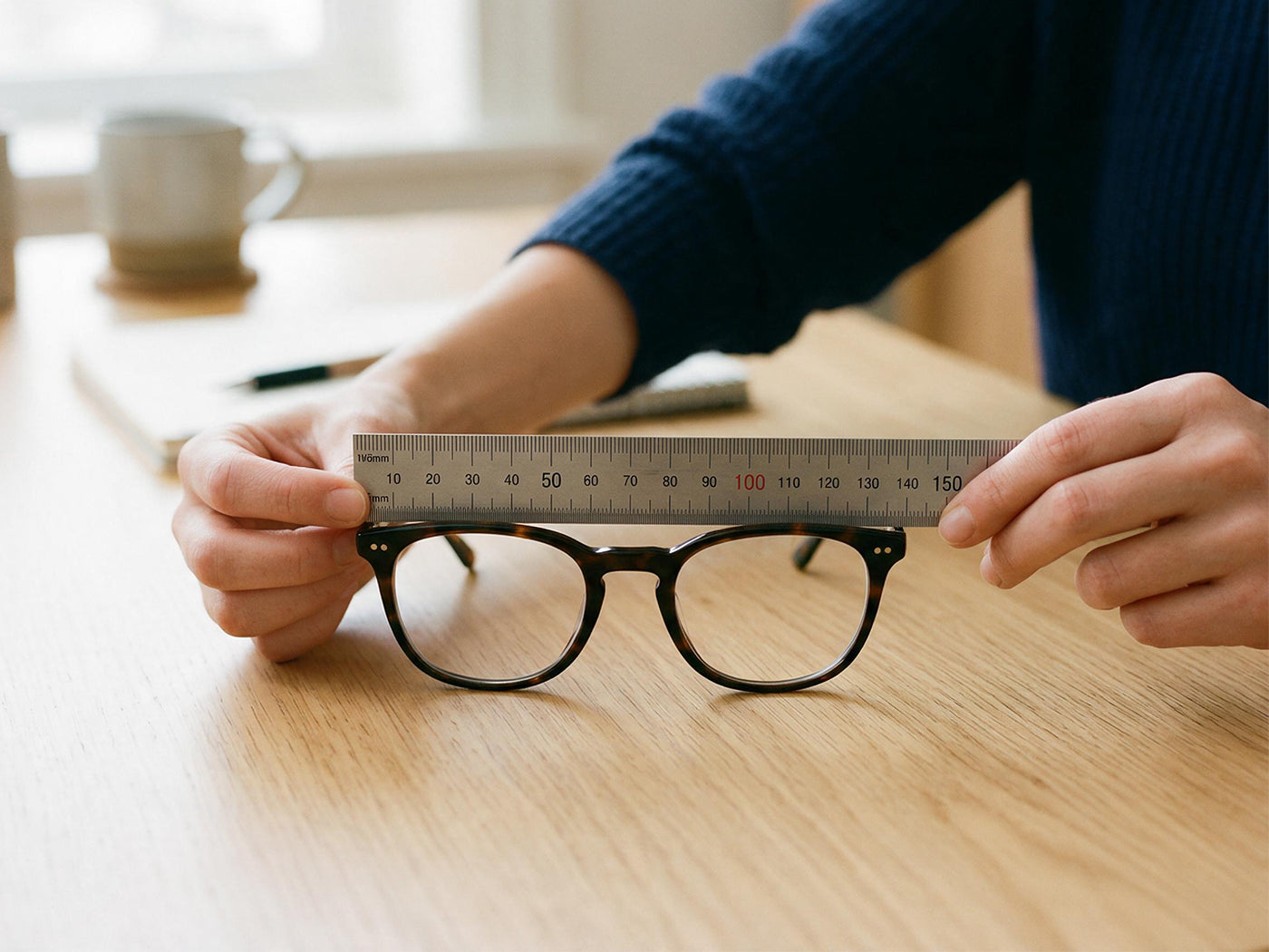 Measuring the width and height of prescription glasses