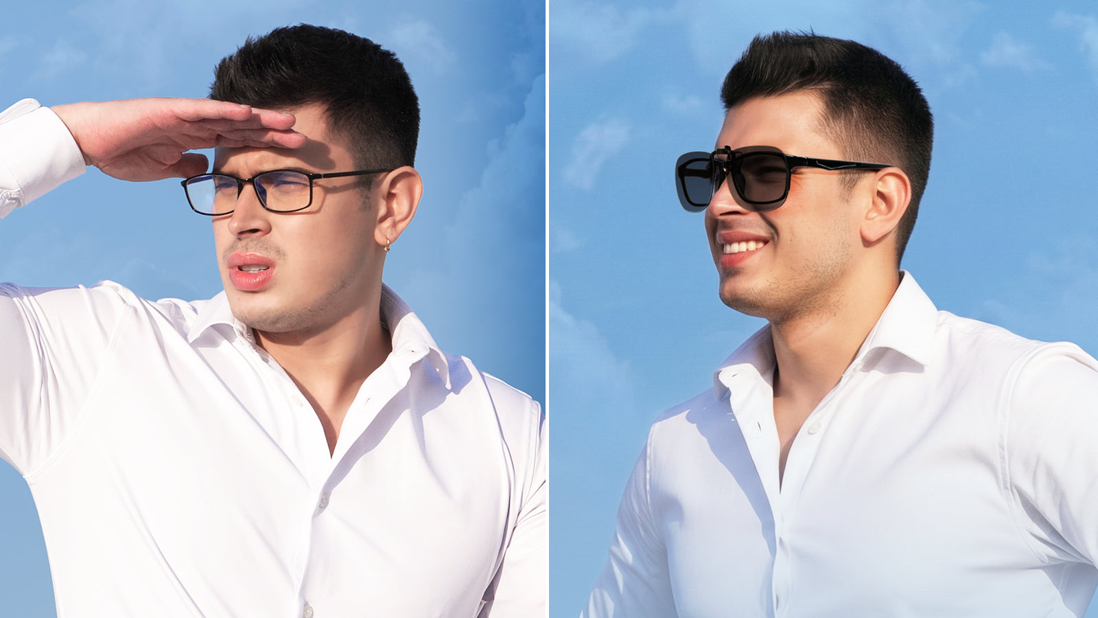 Fixed dark lens reducing strong daylight
