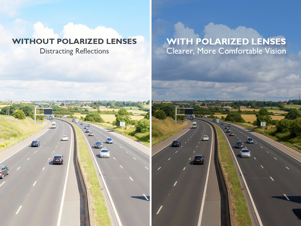 Glare comparison without and with polarization