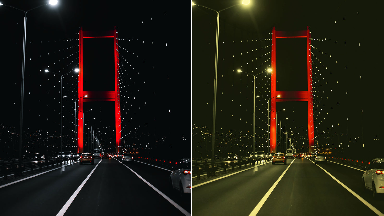 Yellow tint perceived contrast comparison
