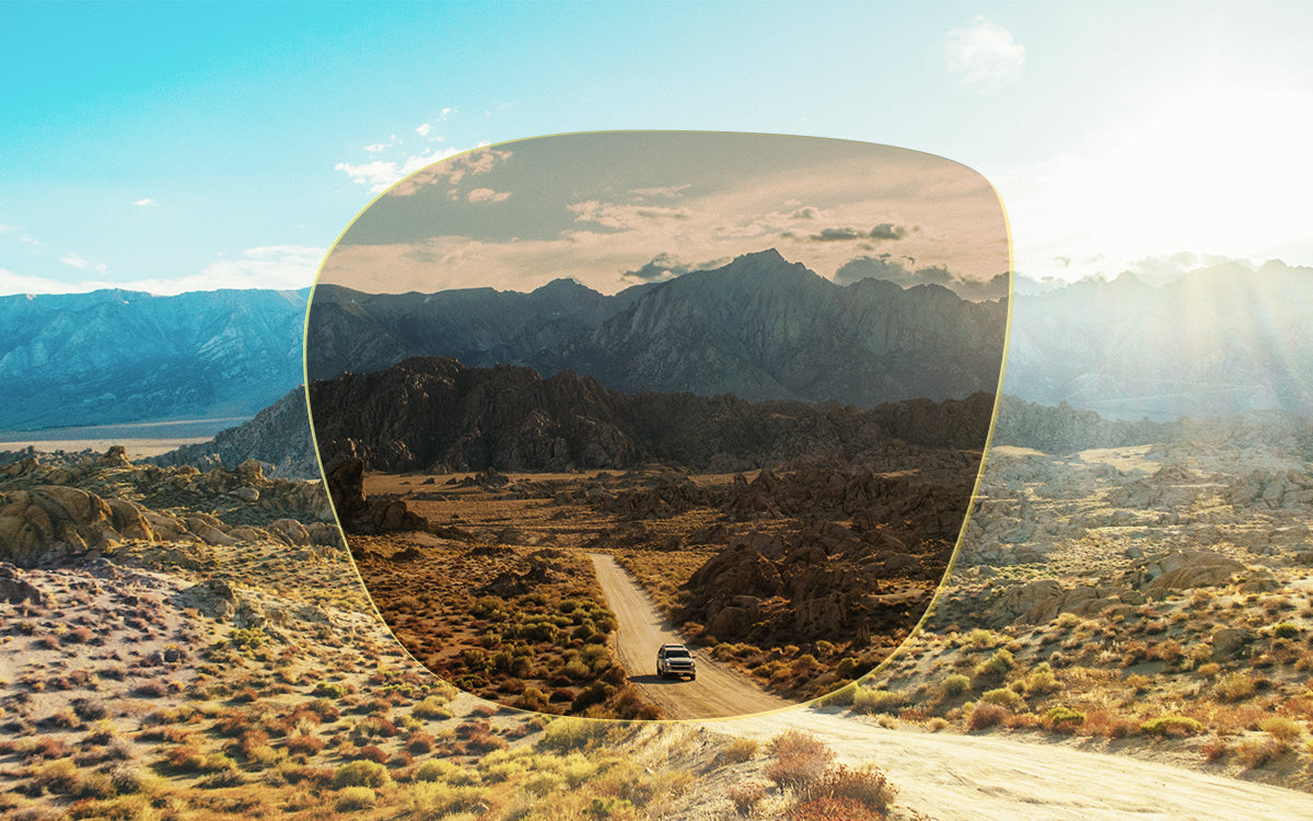 Yellow photochromic lens adapting outdoors